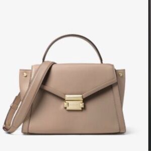 NWT MICHAEL KORS WHITNEY LEATHER FAWN MEDIUM SATCHEL 30T8TXIS6L